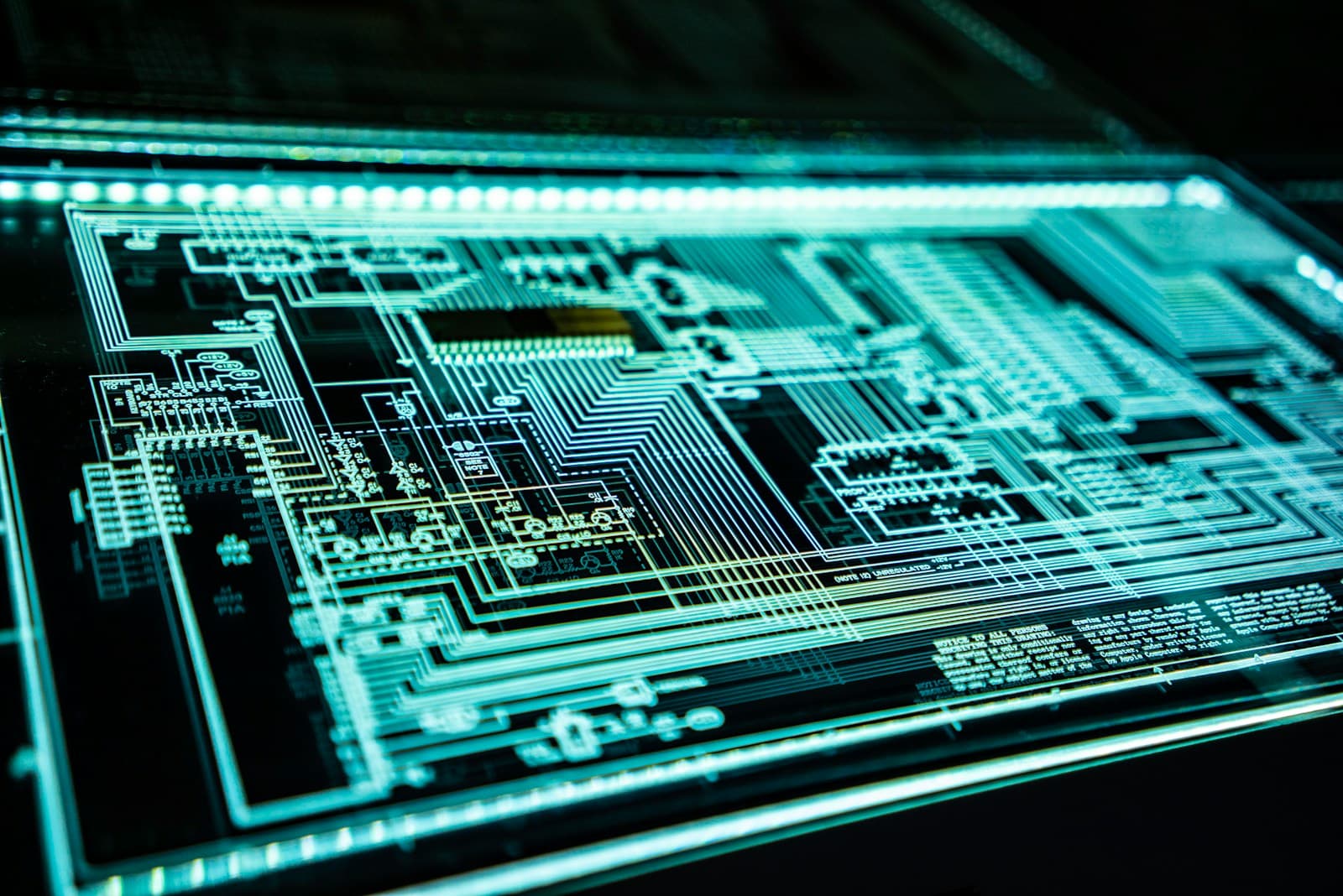 Illuminated circuit board representing endpoint security Illuminated circuit board representing endpoint security